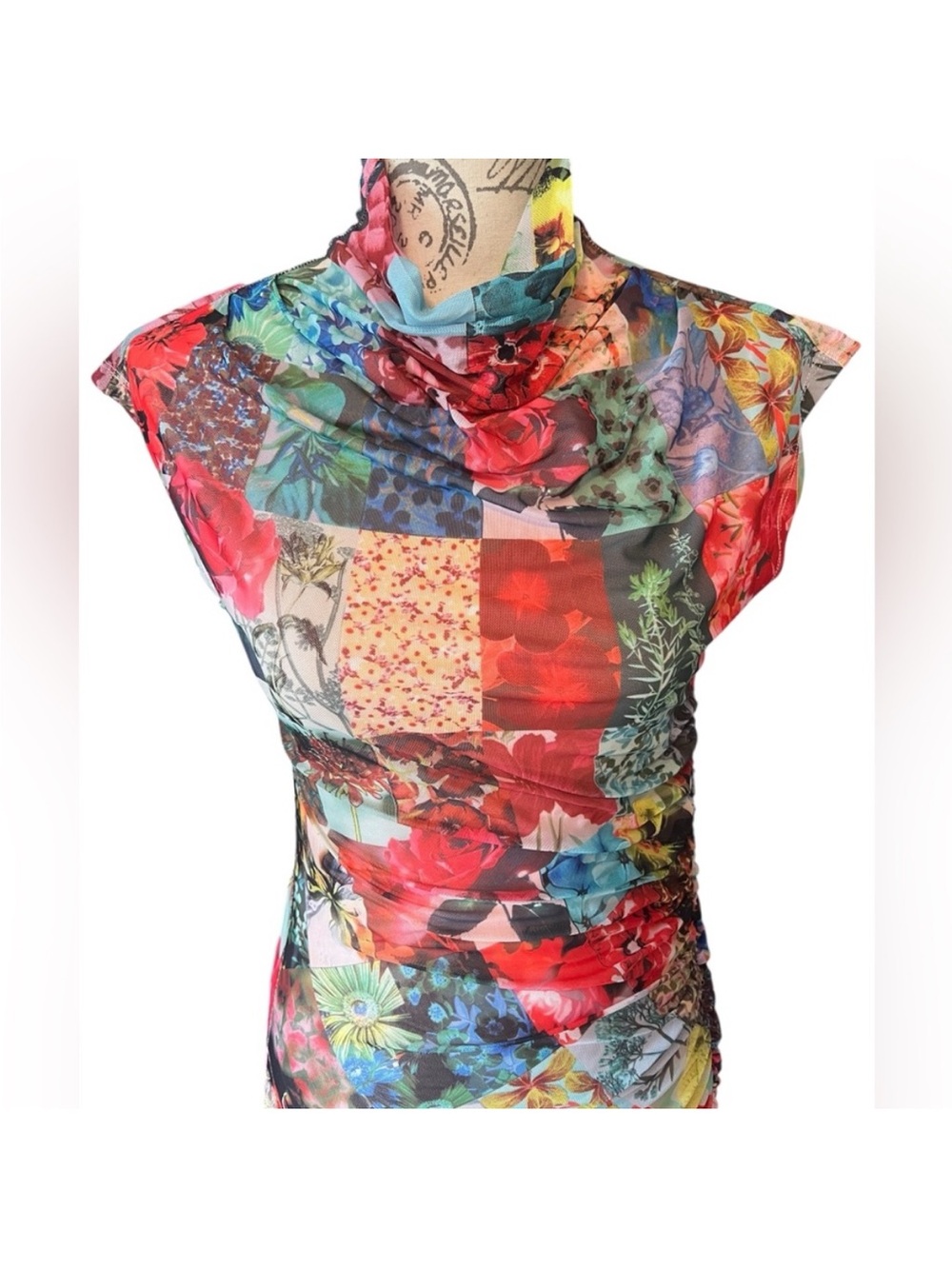 NWT Maya Ruched Cowl-Neck Dress: Mesh Edition by Anthropologie - Picture 11 of 14